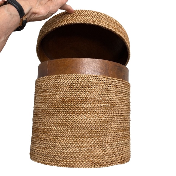 home decor 3 nesting baskets w/ lids containers jute 11" 9" 7" handmade organize - Picture 6 of 16